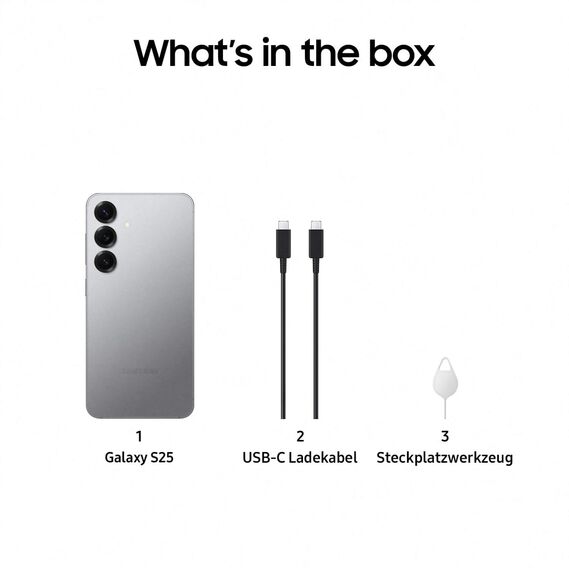 Samsung Galaxy S25 AI Smartphone mit Galaxy AI, Ohne Vertrag, Handy mit Android, 12 GB RAM, 128 GB Speicher, 50-MP-Kamera, Silver Shadow, 3 Jahre Herstellergarantie [Exklusiv auf Amazon]