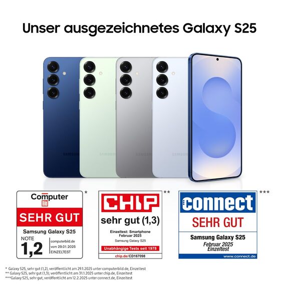 Samsung Galaxy S25 AI Smartphone mit Galaxy AI, Ohne Vertrag, Handy mit Android, 12 GB RAM, 256 GB Speicher, 50-MP-Kamera, Mint, 3 Jahre Herstellergarantie [Exklusiv auf Amazon]