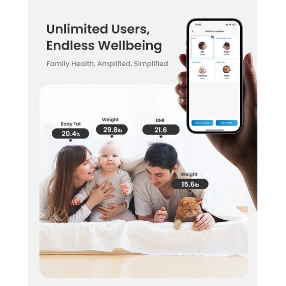 RENPHO Körperfettwaage mit großem Display, Personenwaage Ultrapräzise Waage mit Körperfett und Muskelmasse, Trend, Smart Waage Personen mit App, ITO Körperwaage, Schwarz, Elis 2X