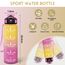 Motswedi Trinkflasche Sport, 1000ml BPA-Frei, Trinkflasche Kohlensäure Geeignet, Auslaufsicher, Wasserflasche, Mit Zeitstempel, Flasche, Sportflasche, für Yoga, Schule, Fahrrad, Fitness, Gelbrosa